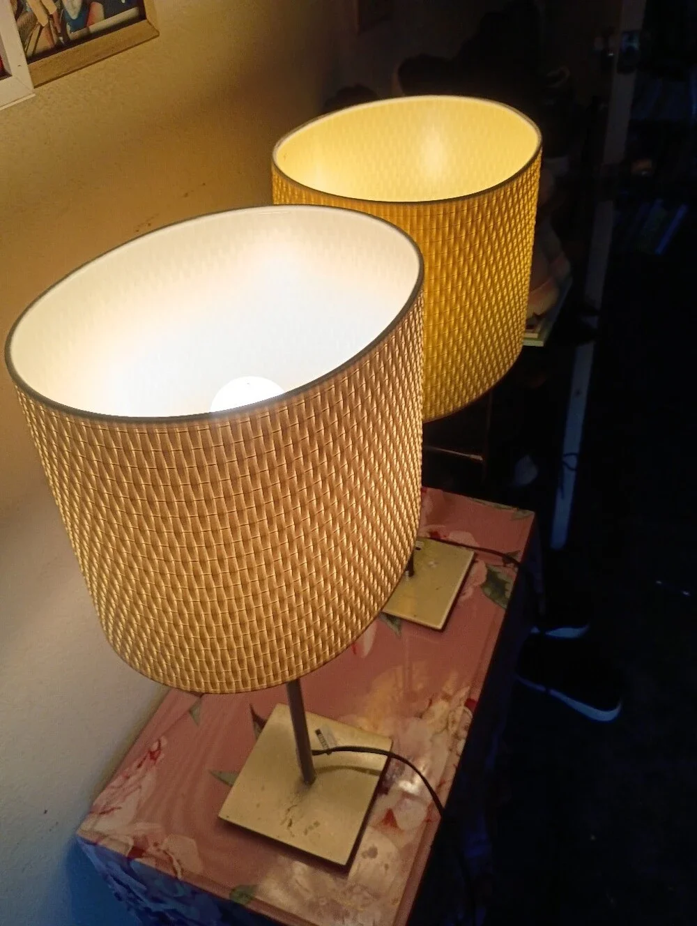 VTG IKEA Aläng Height-Adjustable Lamps Woven Shade Set of 2